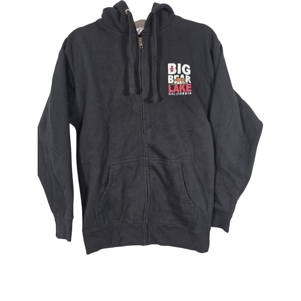 MJ Apparel Big Bear Lake California Mens S Black Zip Up Hoodie Souvenir Gorpcore